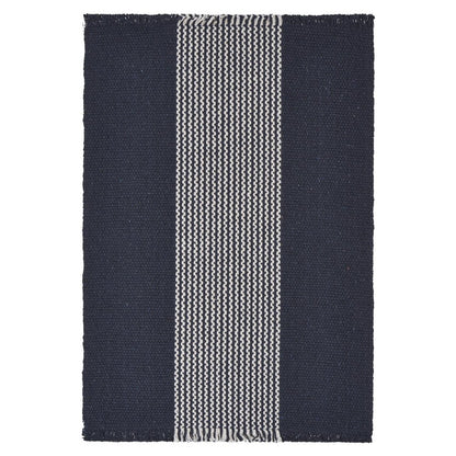 19" Set of Four Navy Blue And White Striped Cotton Placemats