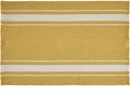 19" Set of Four Yellow And White Striped Cotton Placemats