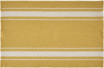 19" Set of Four Yellow And White Striped Cotton Placemats