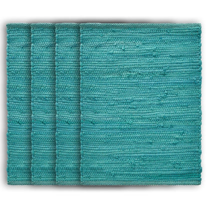 19" Set of Four Teal Blue Cotton Placemats