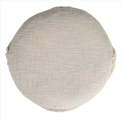 18" Gray Cotton Cylinder Geometric Pouf Ottoman