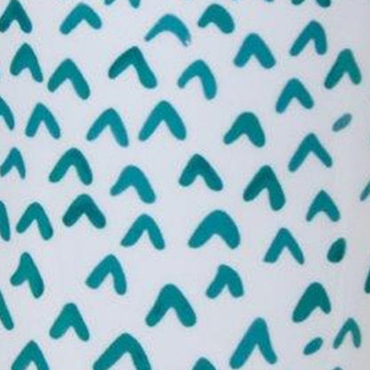 Set of Two Aqua Teal And White Ceramic 2 Ounce Chevron Round Distressed Pot Planters