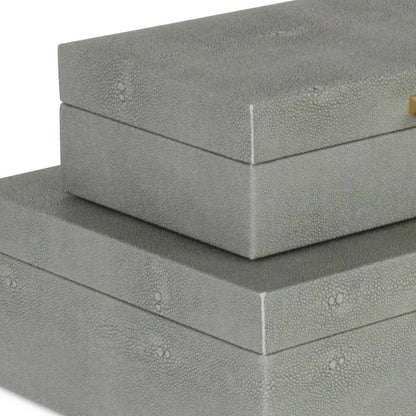 12" Set Of Two Gray Solid Wood Jewelry Box With Decorative Hardware