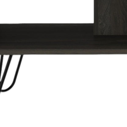 Set of Two Espresso and Black Wood and Metal Furniture Set