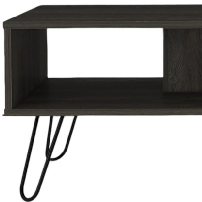 Set of Two Espresso and Black Wood and Metal Furniture Set