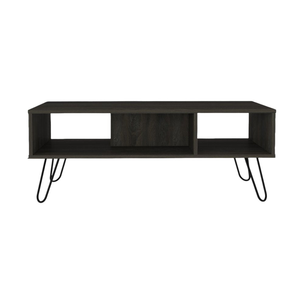 Set of Two Espresso and Black Wood and Metal Furniture Set