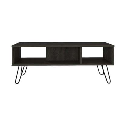 Set of Two Espresso and Black Wood and Metal Furniture Set