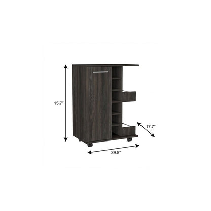 Set of Two Espresso and Black Wood Furniture Set