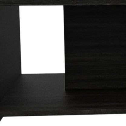 Set of Two Espresso and Black Wood Floor Shelf Furniture Set