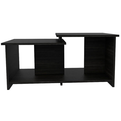 Set of Two Espresso and Black Wood Floor Shelf Furniture Set