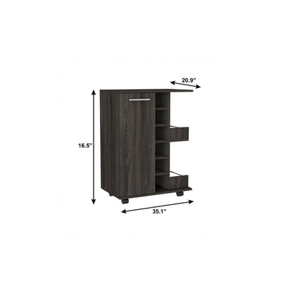 Set of Two Espresso and Black Wood Floor Shelf Furniture Set