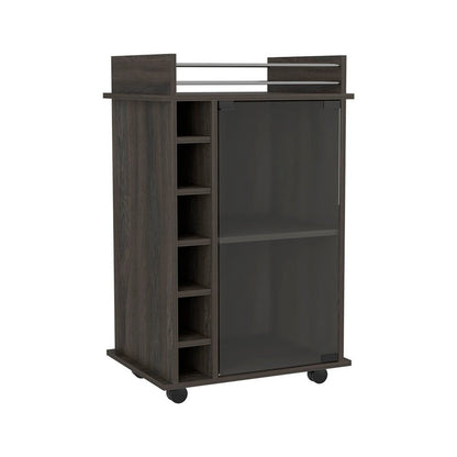 Set of Two Espresso and Black Wood Wheel Furniture Set