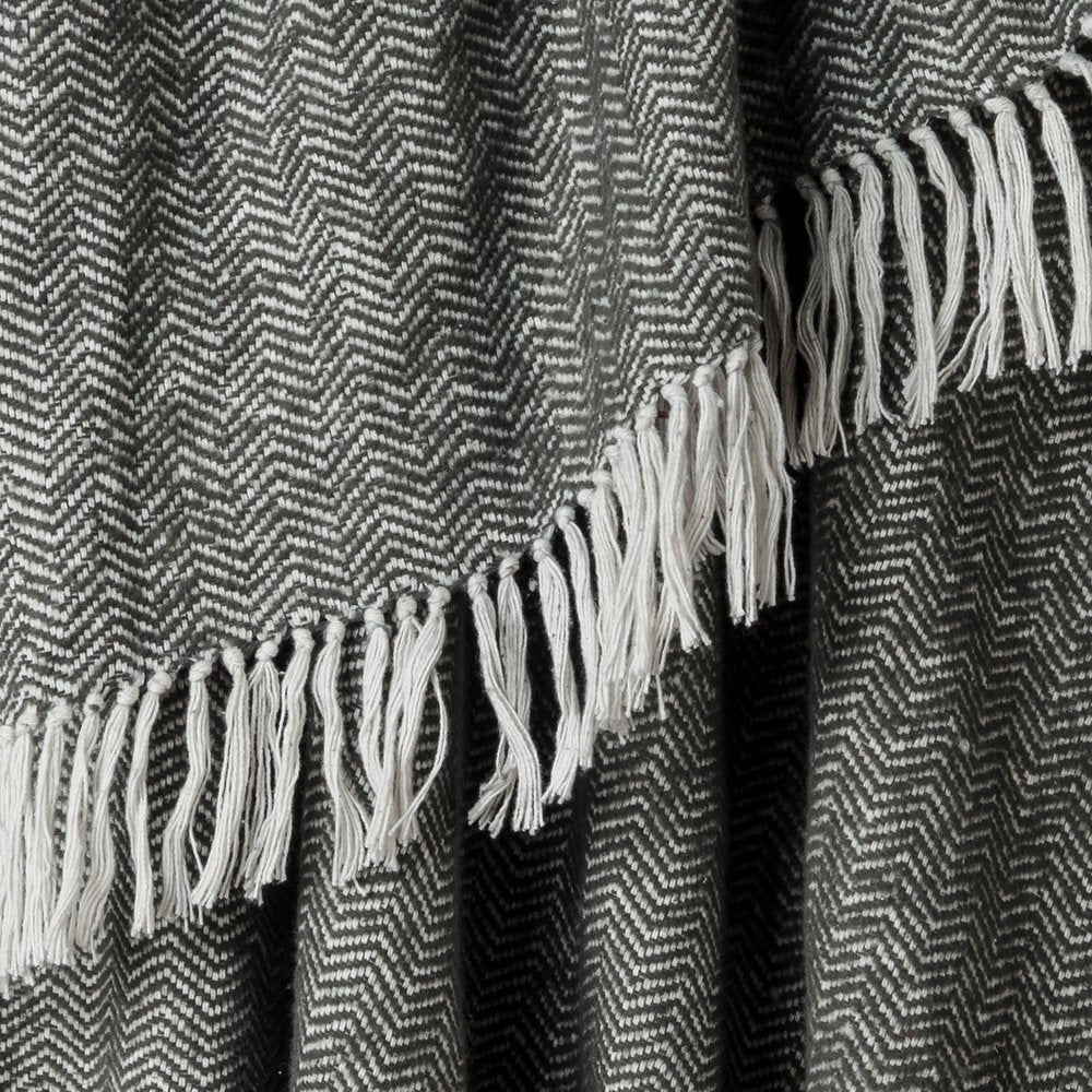 50" X 60" Black And White Chevron Cotton Throw Blanket