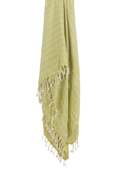 50" X 60" Green Cotton Woven Chevron Throw Blanket with Fringe