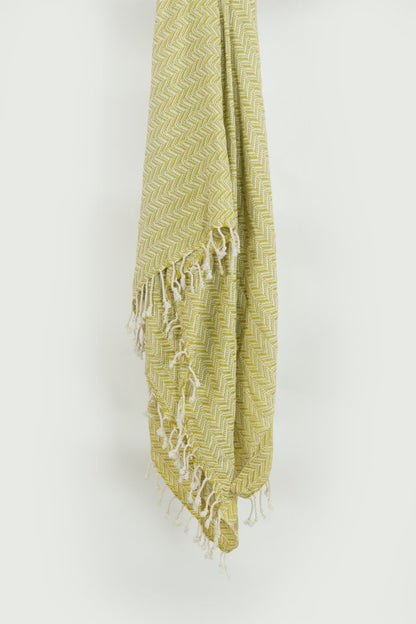 50" X 60" Green Cotton Woven Chevron Throw Blanket with Fringe