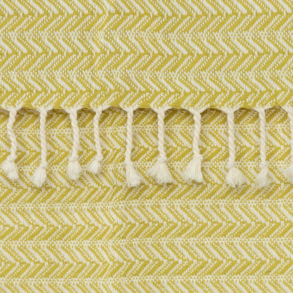 50" X 60" Green Cotton Woven Chevron Throw Blanket with Fringe