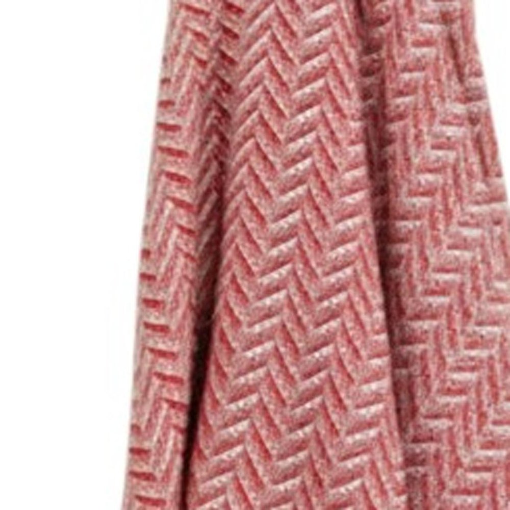 50" X 60" Red Cotton Woven Chevron Throw Blanket with Fringe