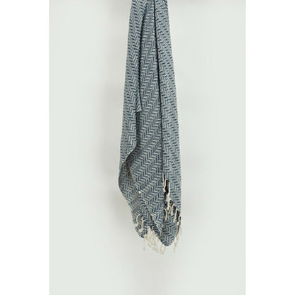 50" X 60" Gray Cotton Woven Chevron Throw Blanket with Fringe