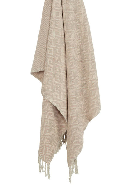 50" X 60" Blush Cotton Woven Geometric Throw Blanket with Fringe