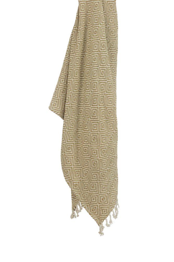 50" X 60" Natural Cotton Woven Geometric Throw Blanket with Fringe