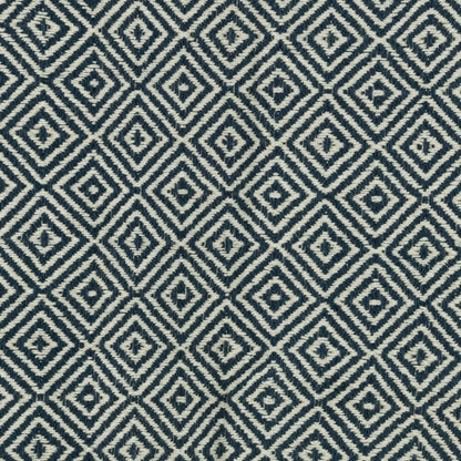 50" X 60" Navy Blue Cotton Woven Geometric Throw Blanket with Fringe