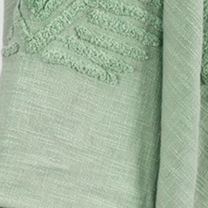 50" X 60" Green Cotton Woven Ikat Throw Blanket with Tassels