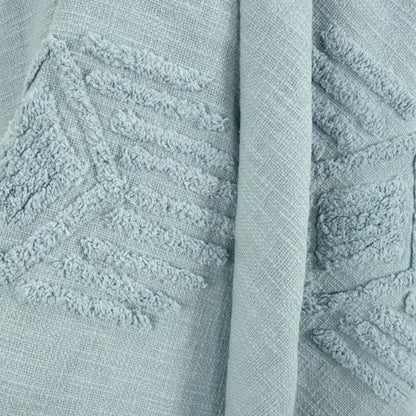 50" X 60" Aqua Cotton Woven Ikat Throw Blanket with Tassels