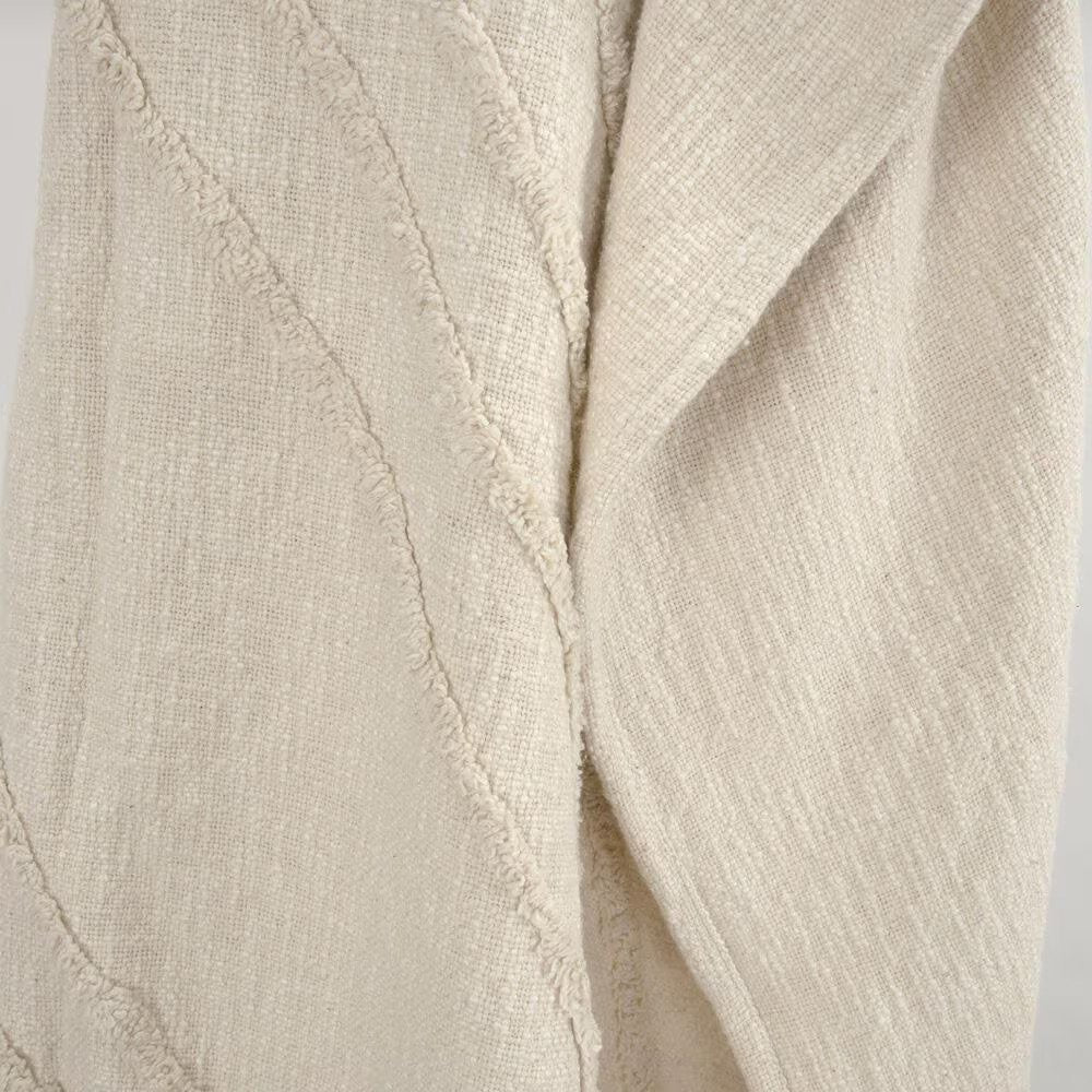 50" X 60" Natural Cotton Woven Geometric Throw Blanket with Tassels