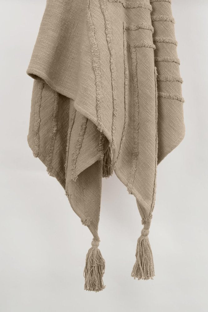 50" X 60" Brown Cotton Woven Geometric Throw Blanket with Tassels