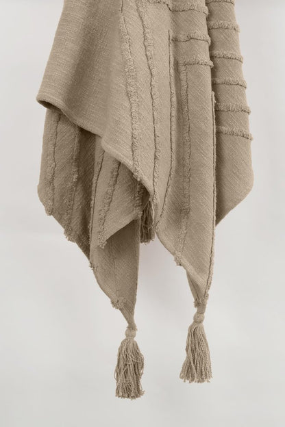 50" X 60" Brown Cotton Woven Geometric Throw Blanket with Tassels