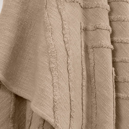 50" X 60" Brown Cotton Woven Geometric Throw Blanket with Tassels
