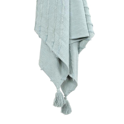 50" X 60" Aqua Cotton Woven Geometric Throw Blanket with Tassels
