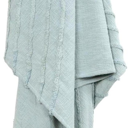 50" X 60" Aqua Cotton Woven Geometric Throw Blanket with Tassels