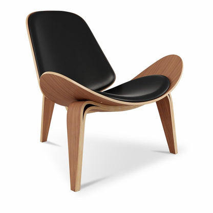 36" Black and Brown Faux Leather Lounge Chair