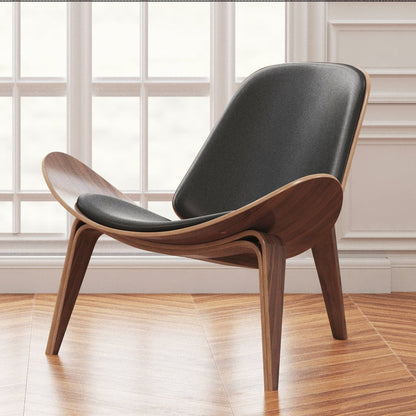 36" Black and Brown Faux Leather Lounge Chair
