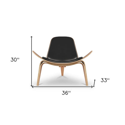 36" Black and Brown Faux Leather Lounge Chair