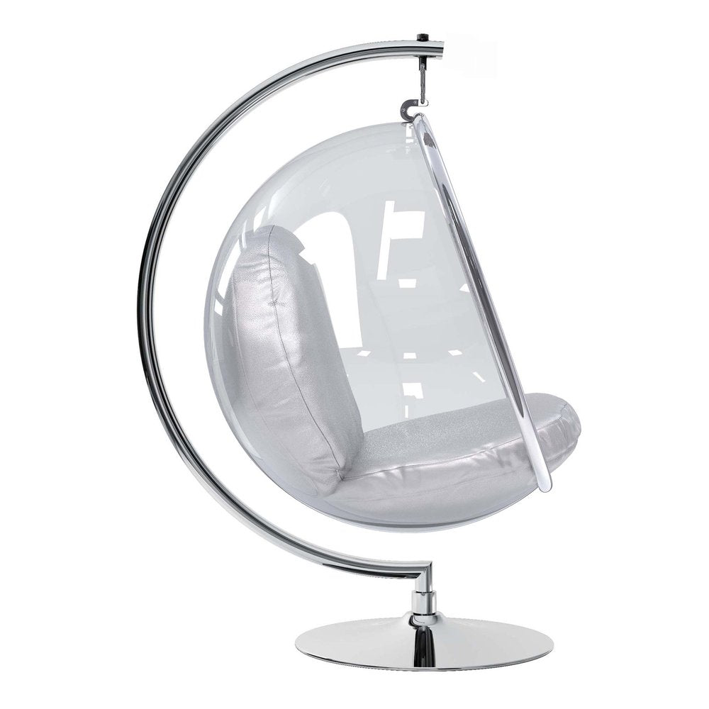 42" Silver Faux Leather Balloon Chair
