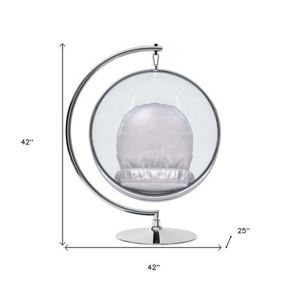 42" Silver Faux Leather Balloon Chair