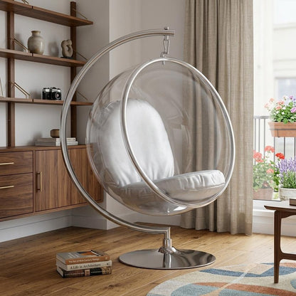 42" Silver Faux Leather Balloon Chair
