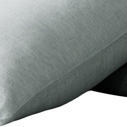 Set of Two Blue Linen Standard Pillowcases