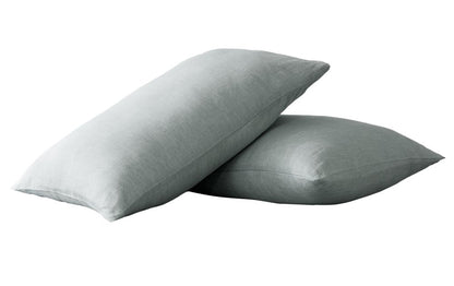Set of Two Blue Linen Standard Pillowcases