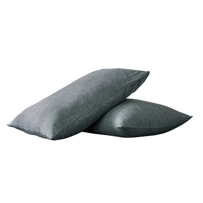 Set of Two Light Gray Linen King Pillowcases