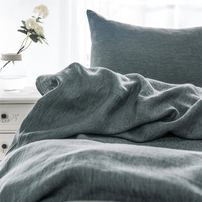 Set of Two Light Gray Linen King Pillowcases