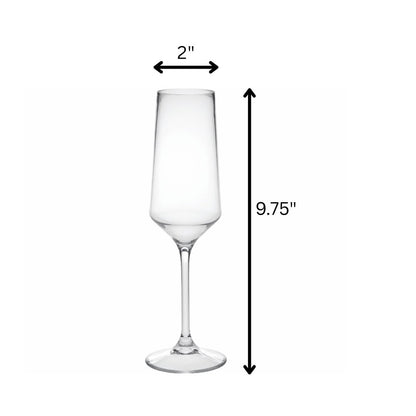Set of Four Clear Tritan Plastic Stemmed Flutes