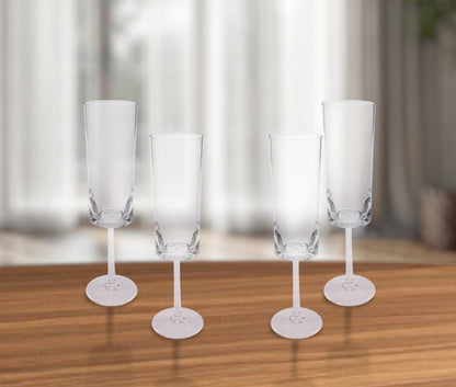 Set of Four Clear Tritan Plastic Stemmed Flutes