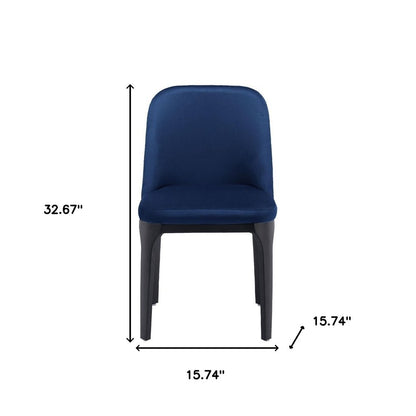 Blue and Black Upholstered Velvet Dining Side Chair