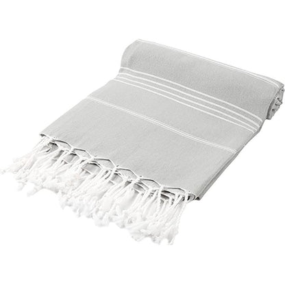 39" X 71" Gray Cotton Knitted Striped Turkish Towel Throw Blanket with Fringe