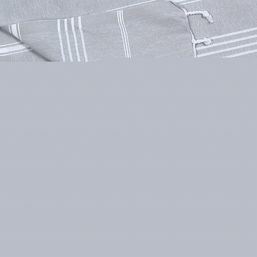 39" X 71" Gray Cotton Knitted Striped Turkish Towel Throw Blanket with Fringe