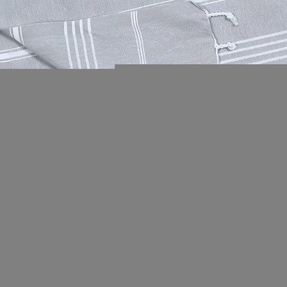 39" X 71" Gray Cotton Knitted Striped Turkish Towel Throw Blanket with Fringe