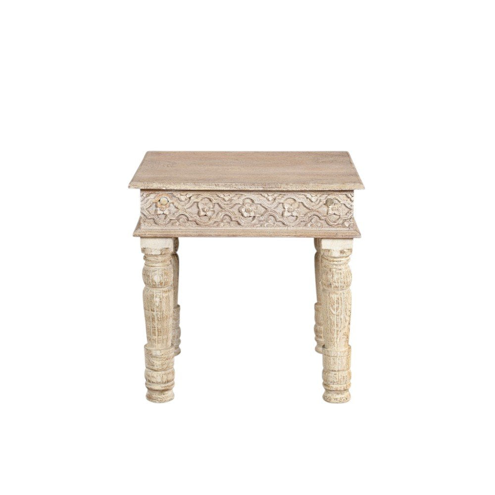 24" Natural Distressed Solid Wood Square End Table